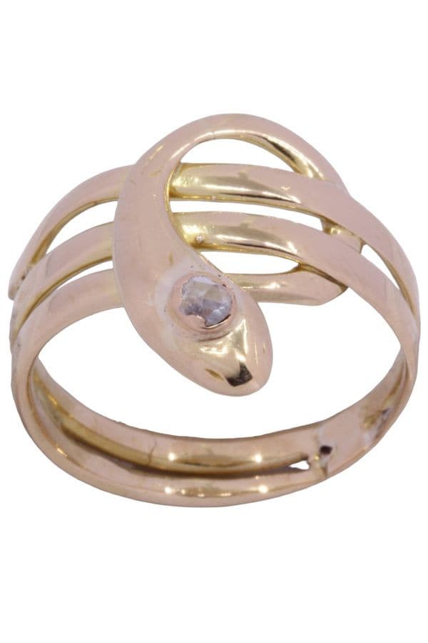 BAGUE SERPENT ANCIENNE DIAMANT — vue 1