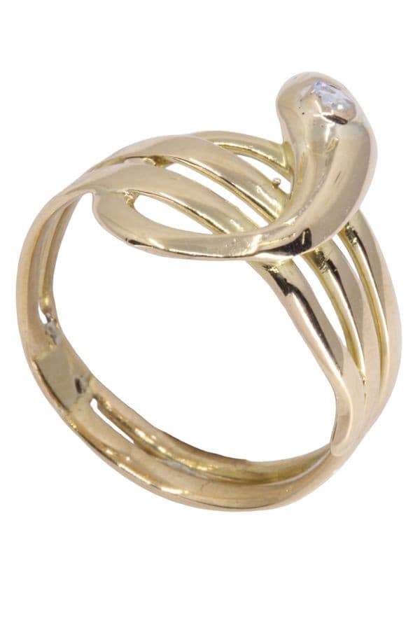 BAGUE SERPENT ANCIENNE DIAMANT — vue 4