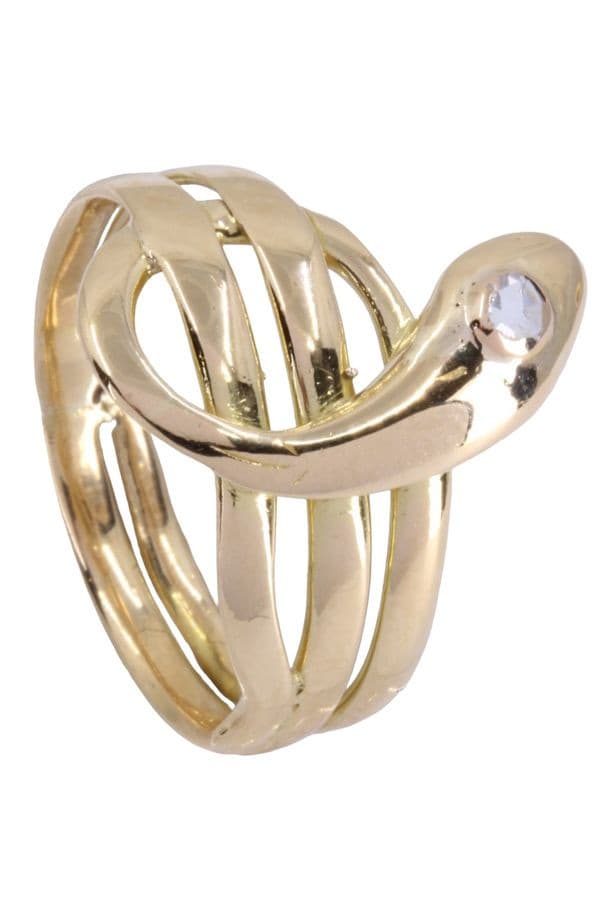 BAGUE SERPENT ANCIENNE DIAMANT — vue 5