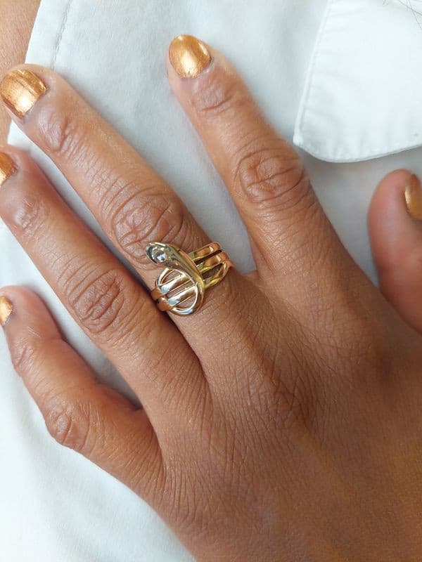 BAGUE SERPENT ANCIENNE DIAMANT — vue 2