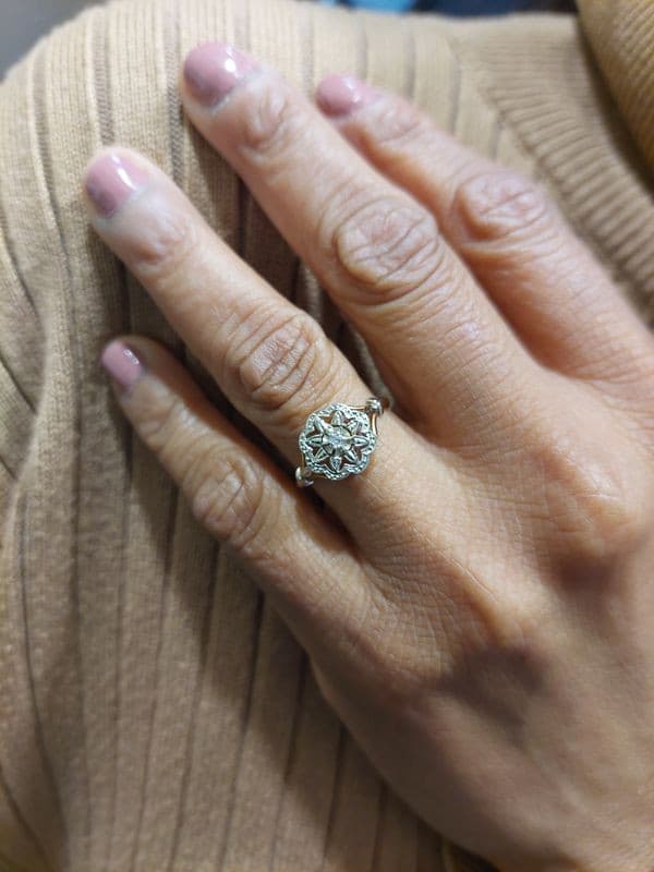 BAGUE ART-NOUVEAU DIAMANT — vue 2