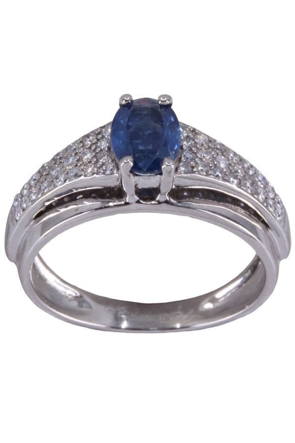 BAGUE MODERNE SAPHIR ET DIAMANTS — vue 1