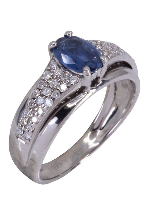 BAGUE MODERNE SAPHIR ET DIAMANTS — vue 3