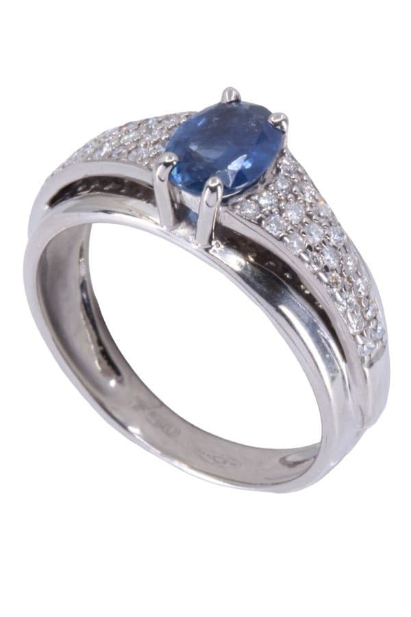 BAGUE MODERNE SAPHIR ET DIAMANTS — vue 4