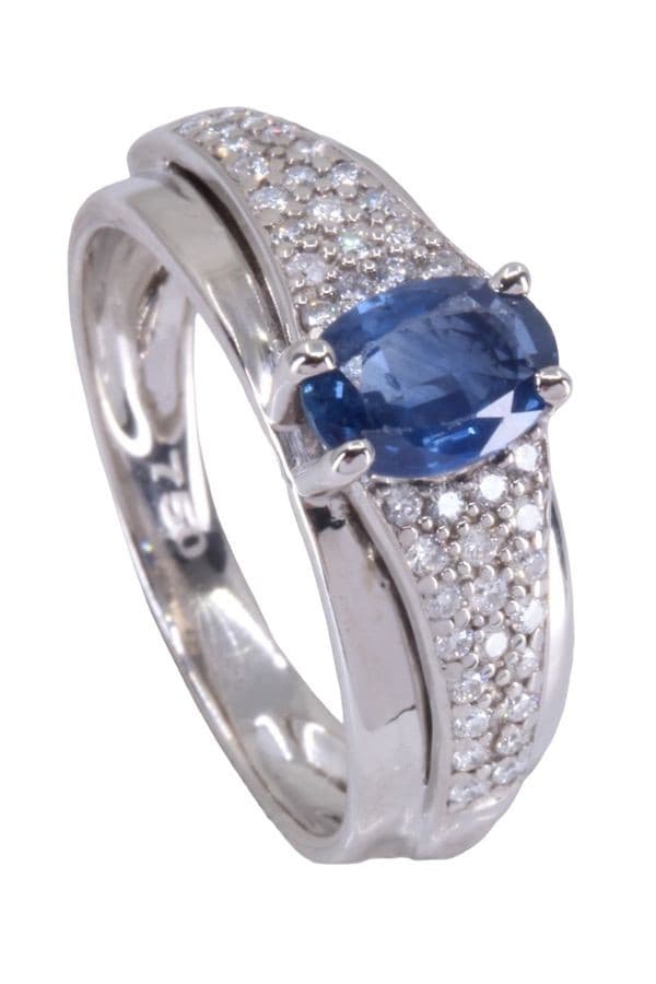 BAGUE MODERNE SAPHIR ET DIAMANTS — vue 5