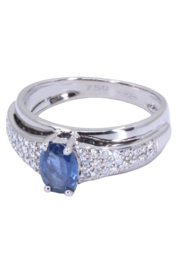 BAGUE MODERNE SAPHIR ET DIAMANTS — vue 6