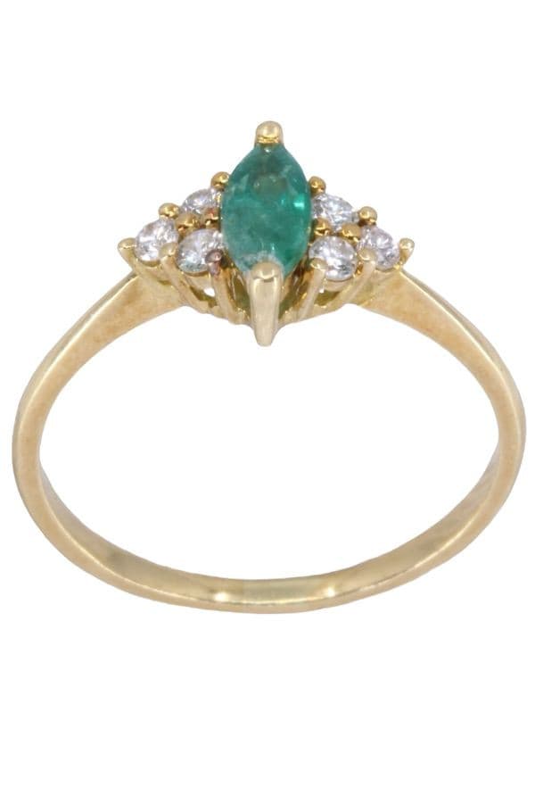 BAGUE MODERNE ÉMERAUDE ET DIAMANTS — vue 1