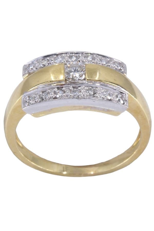 BAGUE 2 ORS DIAMANTS — vue 1