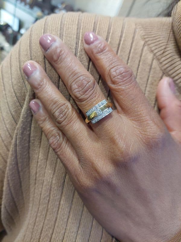 BAGUE 2 ORS DIAMANTS — vue 2