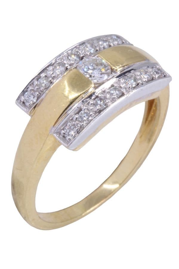 BAGUE 2 ORS DIAMANTS — vue 3