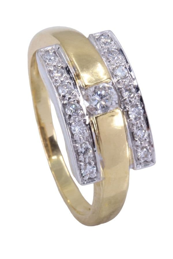 BAGUE 2 ORS DIAMANTS — vue 4