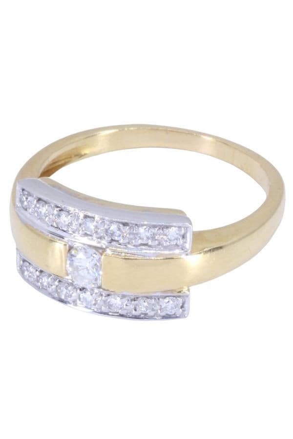 BAGUE 2 ORS DIAMANTS — vue 5