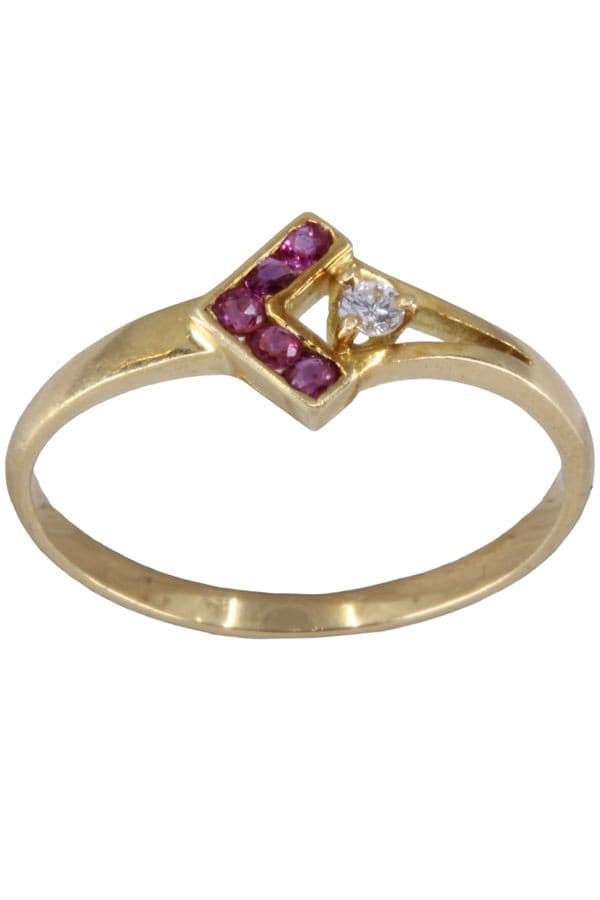 BAGUE MODERNE RUBIS ET DIAMANT — vue 1