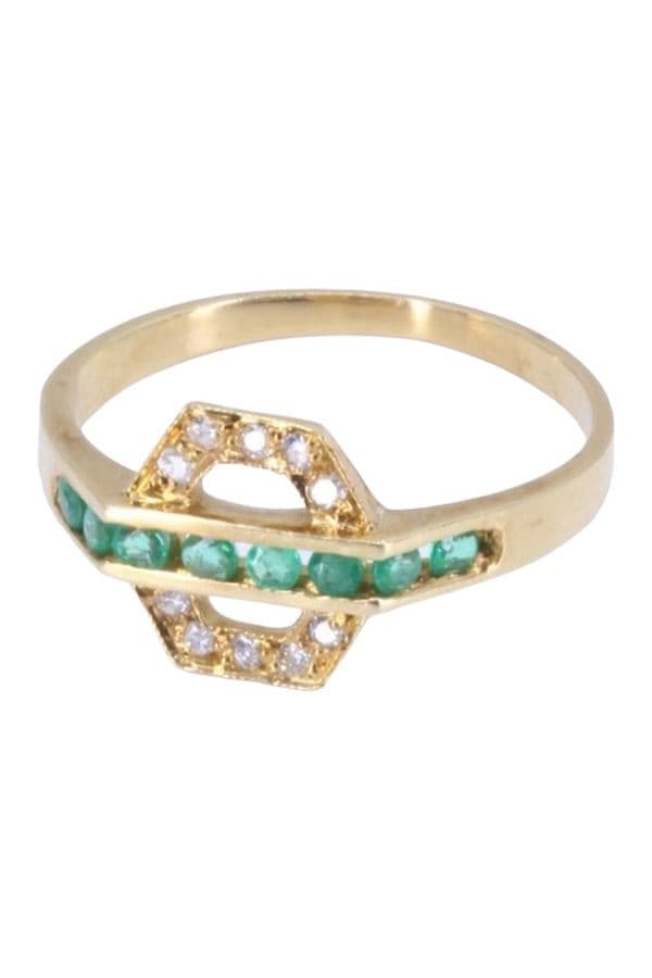 BAGUE MODERNE EMERAUDES ET DIAMANTS — vue 3