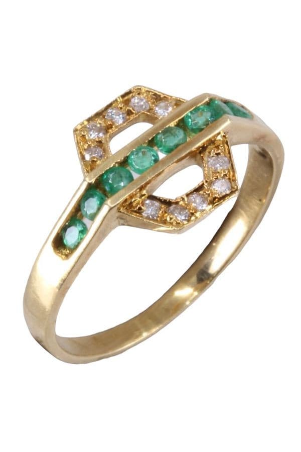 BAGUE MODERNE EMERAUDES ET DIAMANTS — vue 4