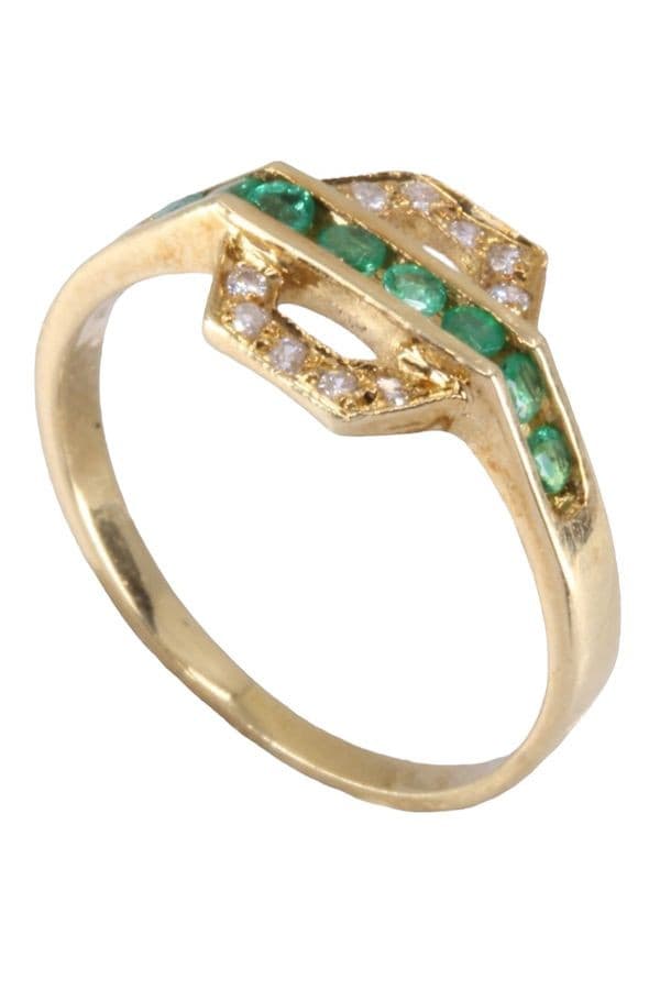 BAGUE MODERNE EMERAUDES ET DIAMANTS — vue 5