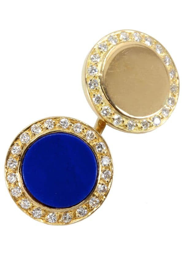 BOUTONS DE MANCHETTES LAPIS LAZULI ET DIAMANTS — vue 3
