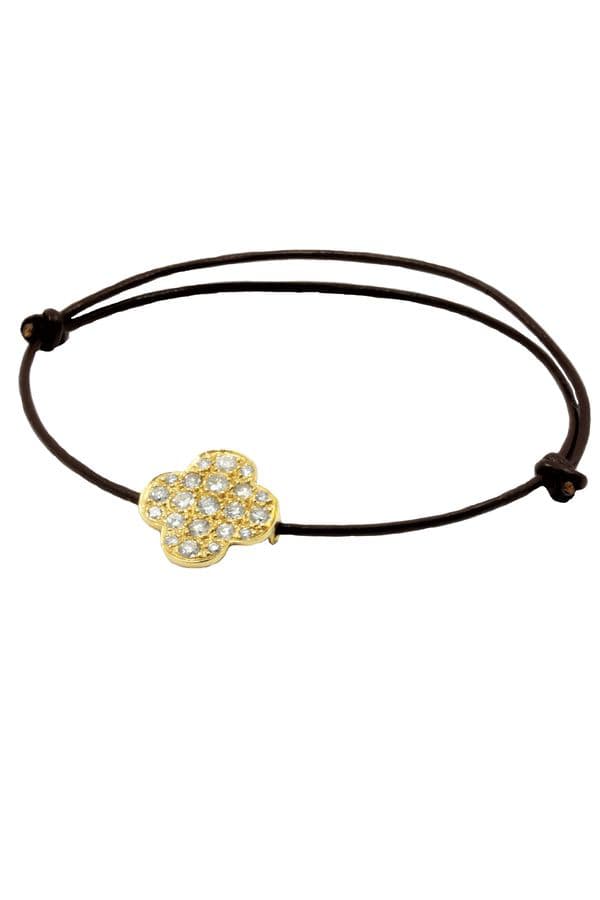 BRACELET CORDON TRÈFLE DIAMANTÉ — vue 1