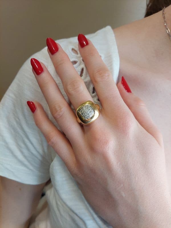 BAGUE MODERNE PAVAGE DIAMANTS — vue 2