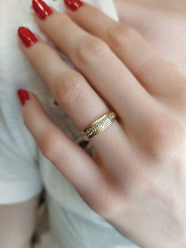 BAGUE JONC PAVAGE DIAMANTS — vue 2