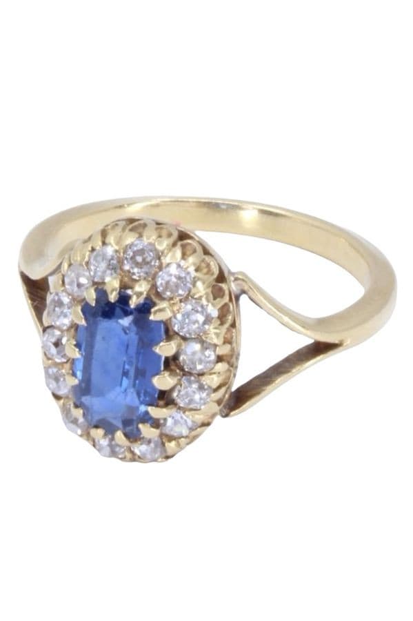 BAGUE MARGUERITE SAPHIR ET DIAMANTS — vue 6