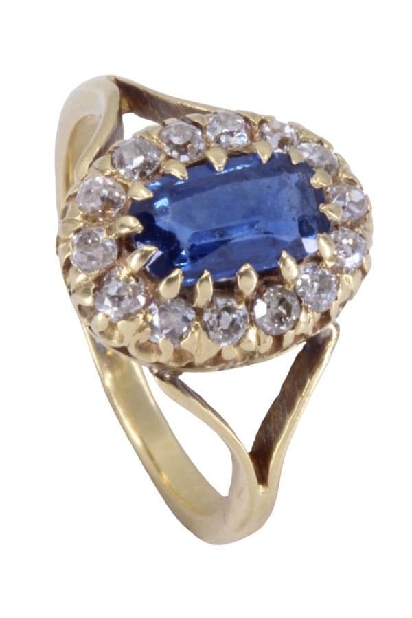 BAGUE MARGUERITE SAPHIR ET DIAMANTS — vue 4