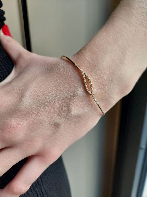 BRACELET JONC OUVRANT DIAMANTS — vue 2