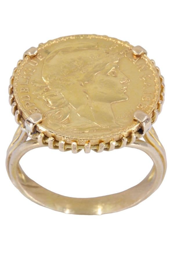 BAGUE PIÈCE 20 FRANCS MARIANNE — vue 1