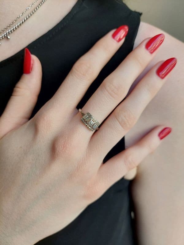 BAGUE ART-DÉCO DIAMANT — vue 2