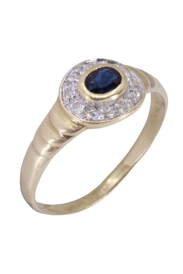 BAGUE MODERNE SAPHIR ET DIAMANTS — vue 3