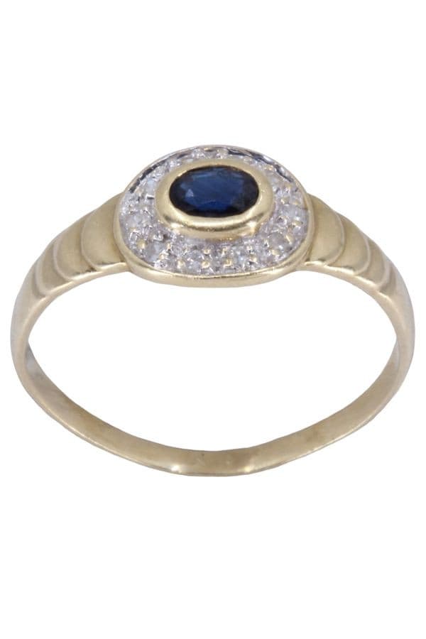 BAGUE MODERNE SAPHIR ET DIAMANTS — vue 1
