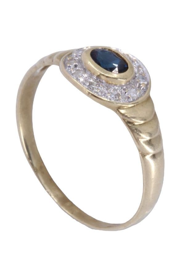 BAGUE MODERNE SAPHIR ET DIAMANTS — vue 5