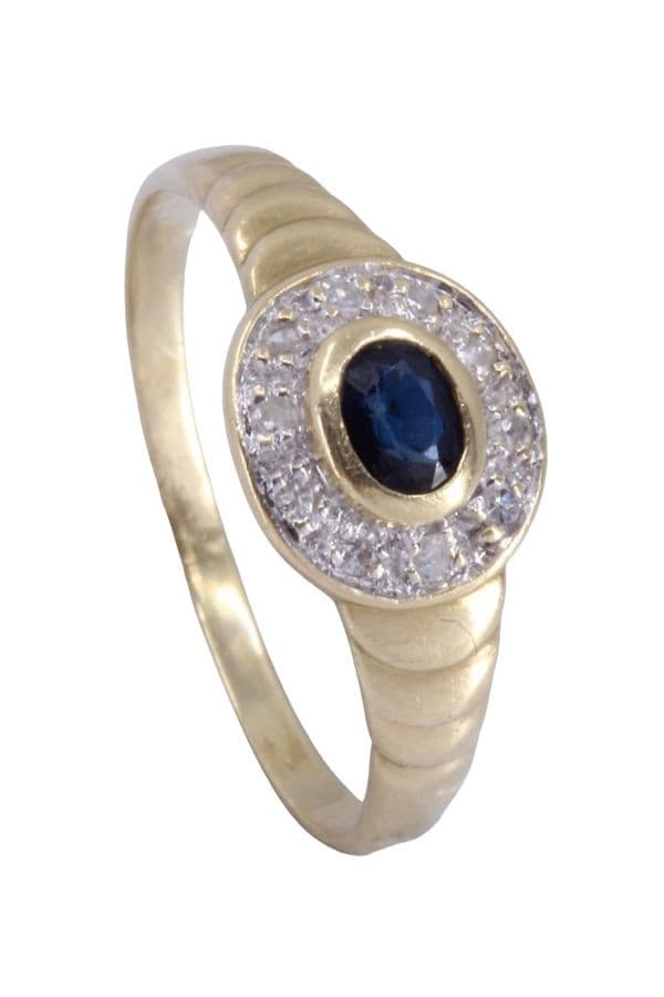 BAGUE MODERNE SAPHIR ET DIAMANTS — vue 4