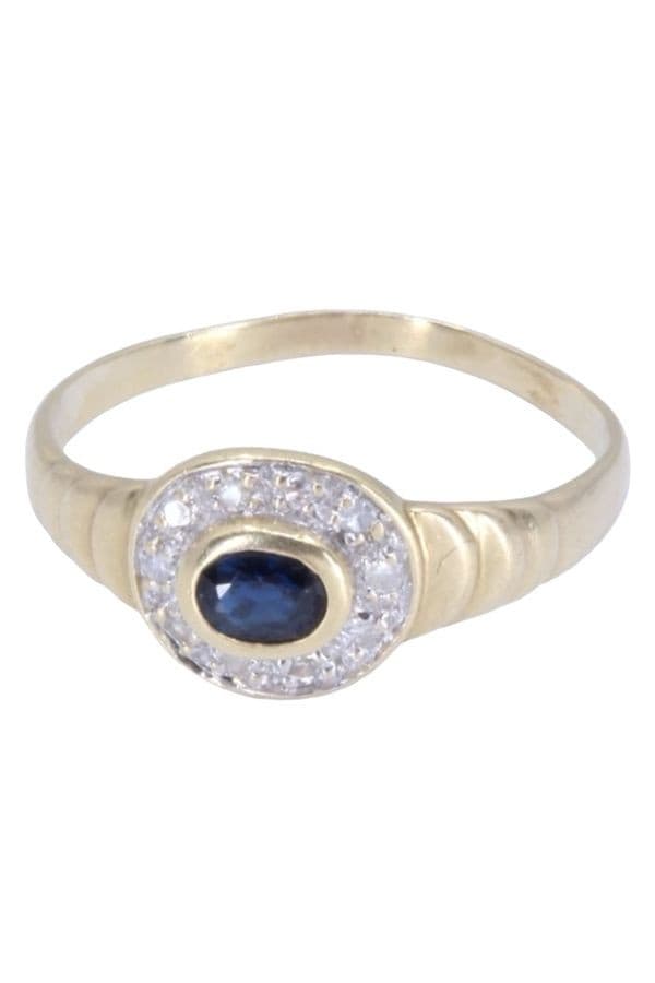 BAGUE MODERNE SAPHIR ET DIAMANTS — vue 6
