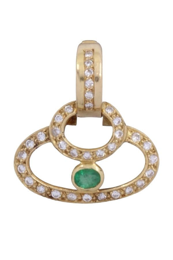 PENDENTIF POUR COLLIER DE PERLES ÉMERAUDE ET DIAMANTS — vue 1