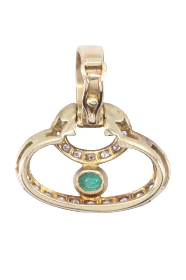 PENDENTIF POUR COLLIER DE PERLES ÉMERAUDE ET DIAMANTS — vue 4