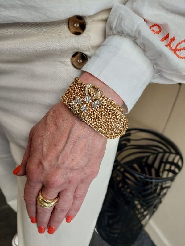 BRACELET MANCHETTE CEINTURE DIAMANTS — vue 2