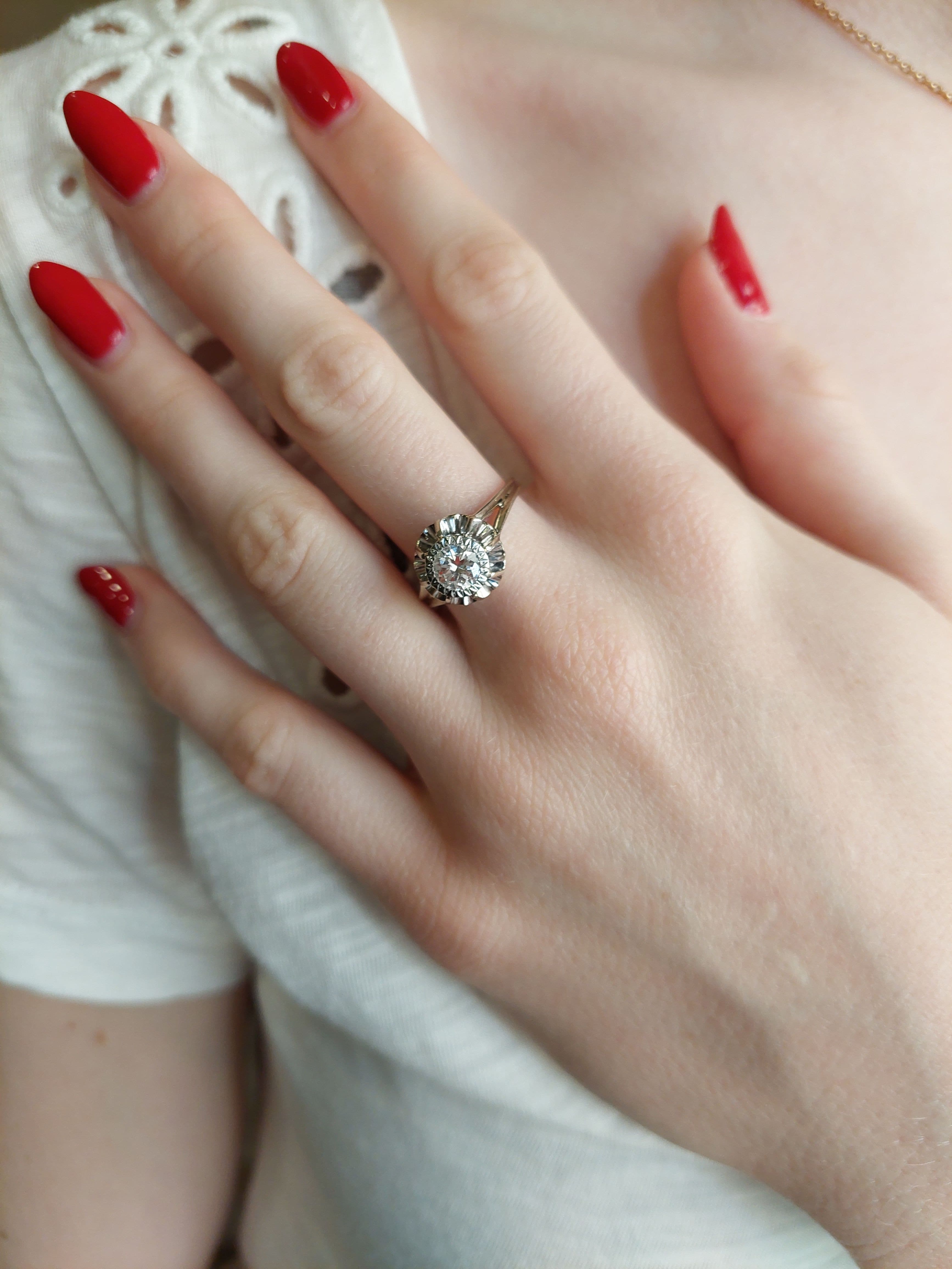 SOLITAIRE ANCIEN DIAMANT 0.60 CARAT — vue 2