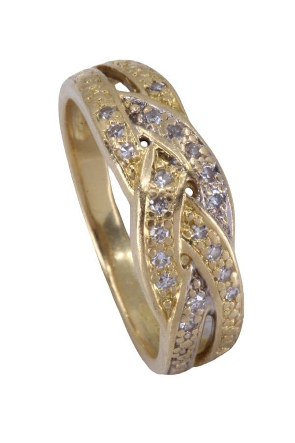 BAGUE MODERNE ENTRELACÉE DIAMANTS — vue 4