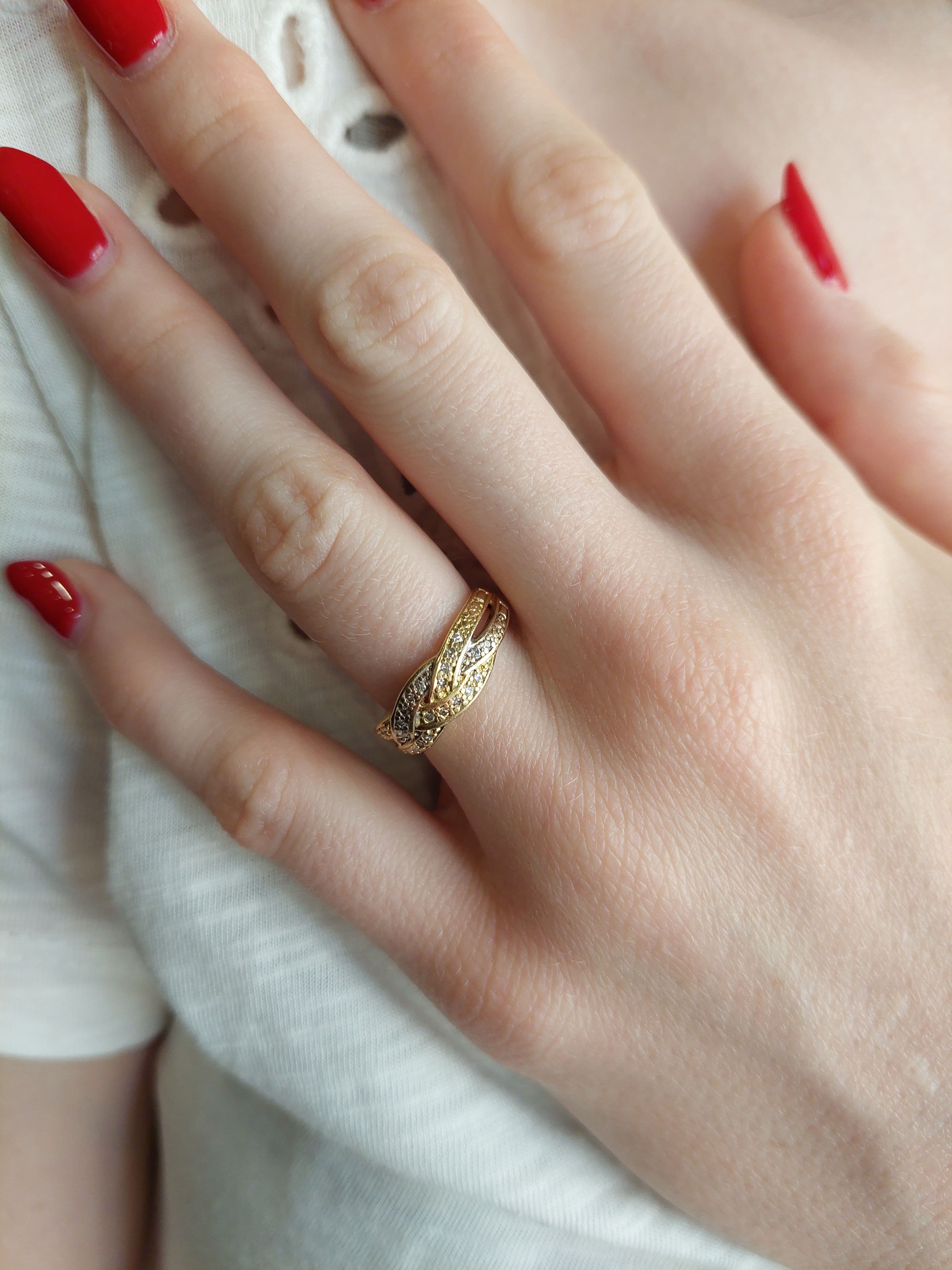 BAGUE MODERNE ENTRELACÉE DIAMANTS — vue 2
