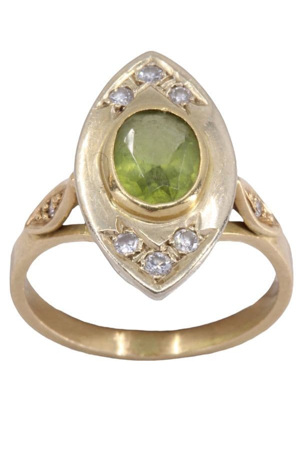 MARQUISE PÉRIDOT ET DIAMANTS — vue 1