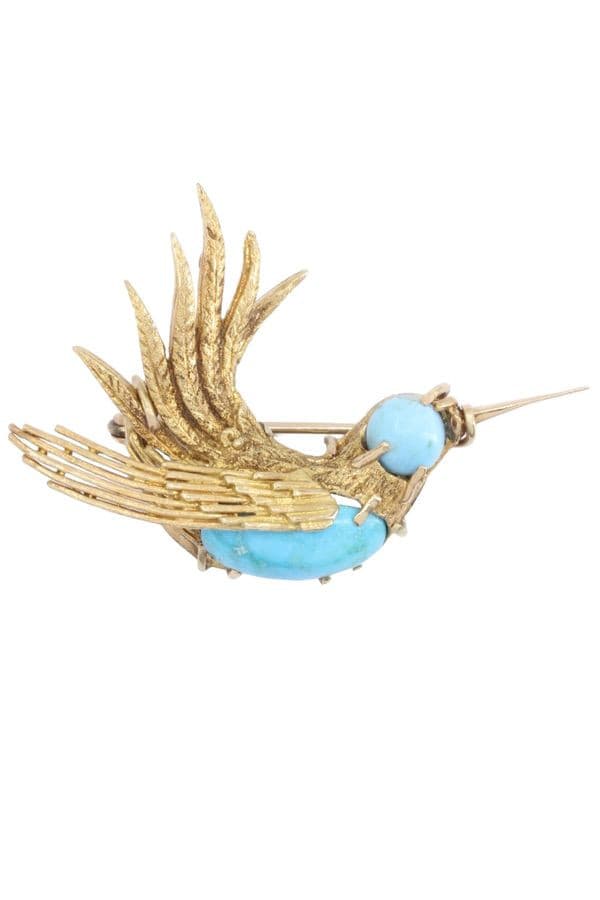 BROCHE OISEAU TURQUOISES — vue 1