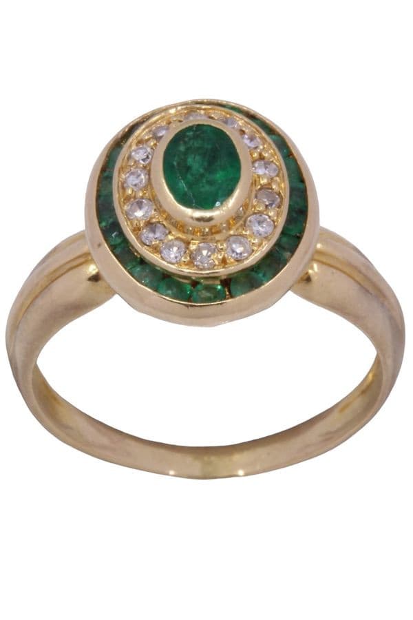 BAGUE ÉMERAUDES ET DIAMANTS — vue 1