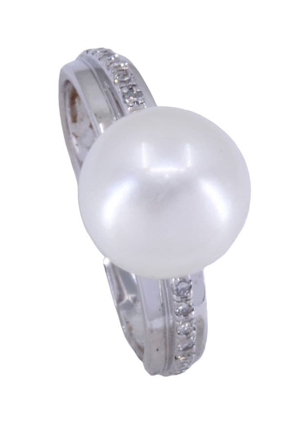 BAGUE PERLE ET DIAMANTS — vue 4