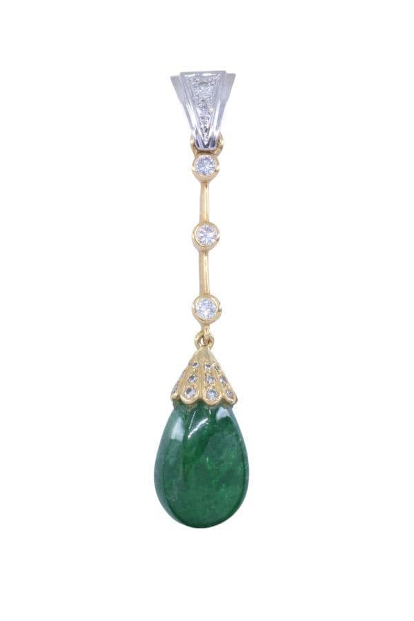PENDENTIF GOUTTE ÉMERAUDE ET DIAMANTS — vue 1
