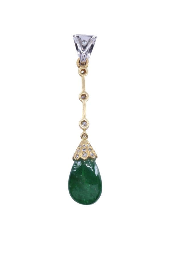 PENDENTIF GOUTTE ÉMERAUDE ET DIAMANTS — vue 3