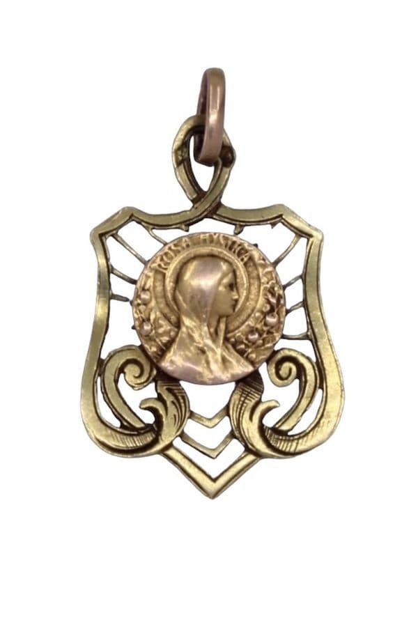 MÉDAILLE ANCIENNE VIERGE ROSA MYSTICA