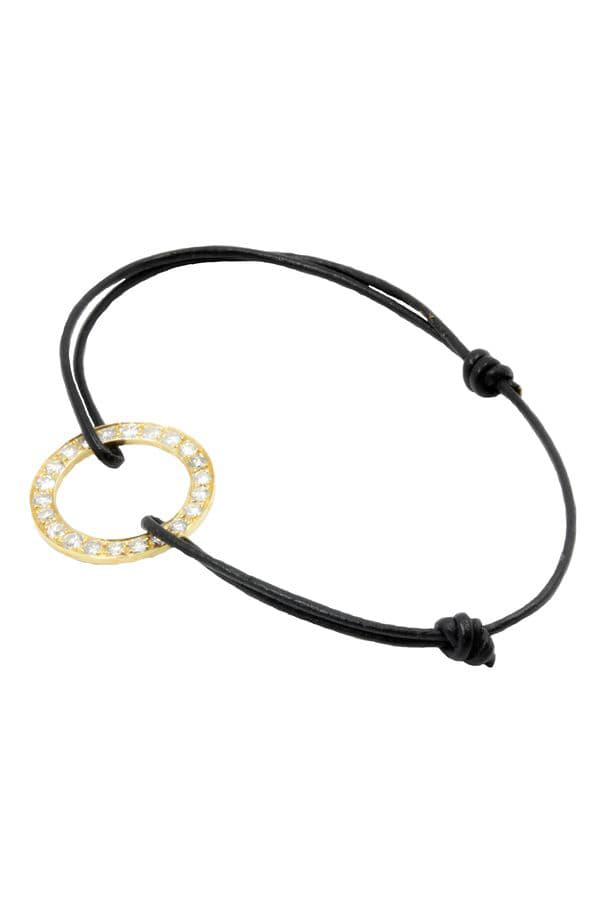 BRACELET CUIR CERLE DIAMANTÉ — vue 1