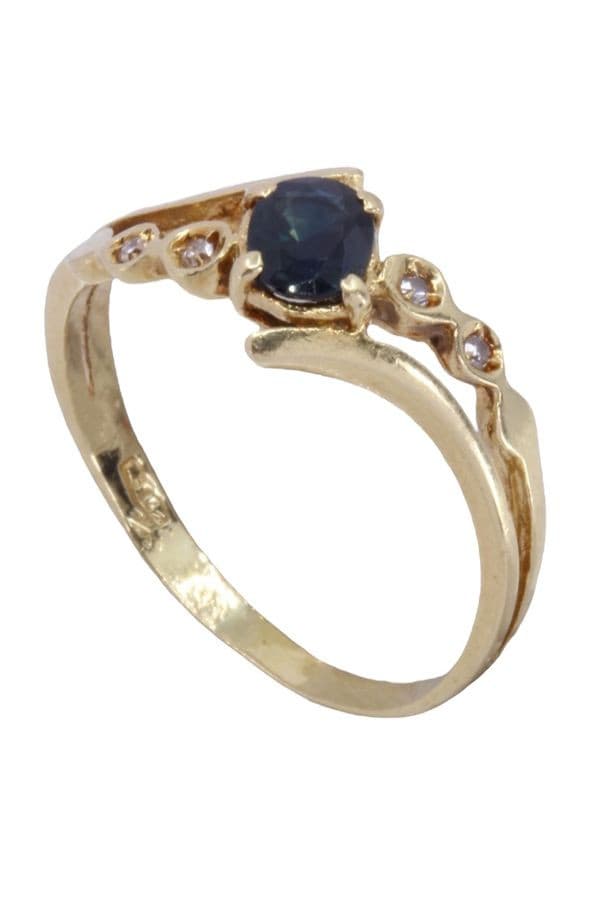 BAGUE MODERNE SAPHIR ET DIAMANTS — vue 5
