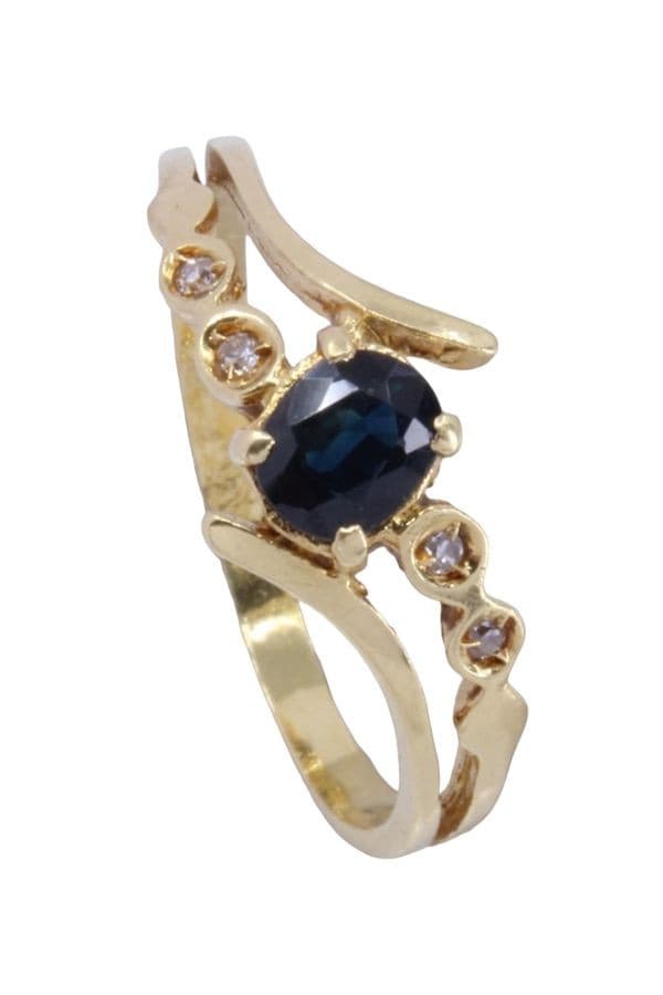 BAGUE MODERNE SAPHIR ET DIAMANTS — vue 4